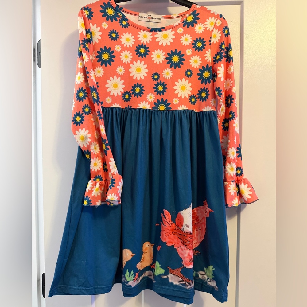 Floral and Farm/Chicken Print Kids Dress